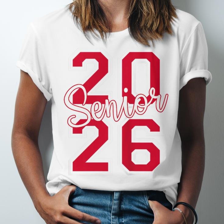 Senior 2026 Graduation Varsity Red Letters On The Back Unisex Jersey T-Shirt