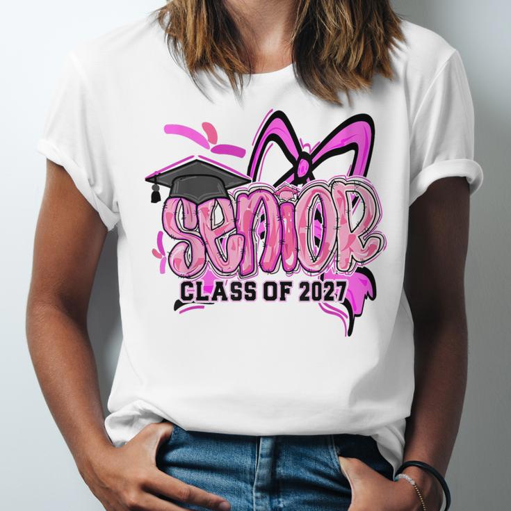 Senior 2027 Class Of 2027 Coquette Girl Pink Graduation 2027 Unisex Jersey T-Shirt