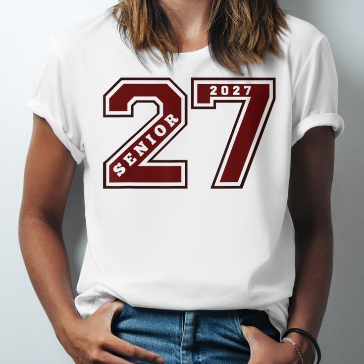 Senior 2027 Maroon Senior Class Of 27 Jersey Graduation Unisex Jersey T-Shirt