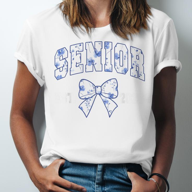 Senior Class Of 2026 Graduation Girly Floral Coquette Bow Unisex Jersey T-Shirt