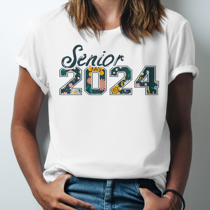 Senior Graduation Class Of 2024 Cute Senior 2024 Flowers Unisex Jersey T-Shirt