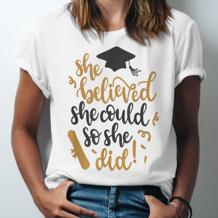 She Believed She Could So She Did Graduation Shirt Unisex Jersey T-Shirt