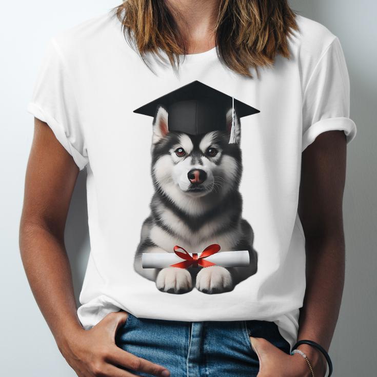 Siberian Husky Dog Graduation Cap Training School Graduate Men Women Kids Unisex Jersey T-Shirt