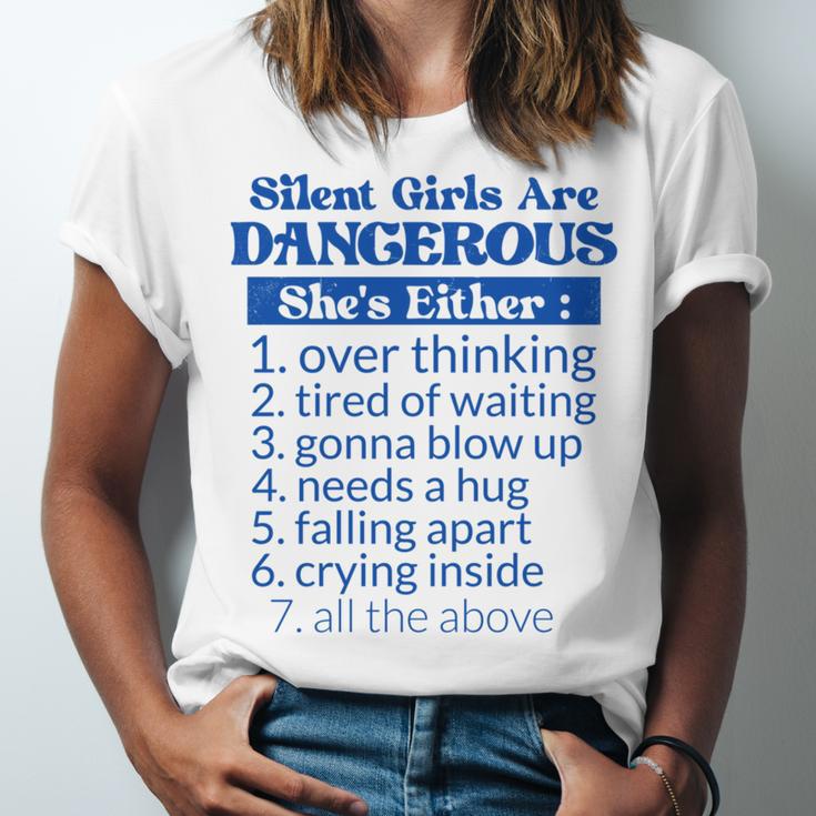 Silent Girls Are DangerousFor Quiet Introvert Girl Unisex Jersey T-Shirt Silent Girls Are DangerousFor Quiet Introvert Girl Unisex Jersey T-Shirt