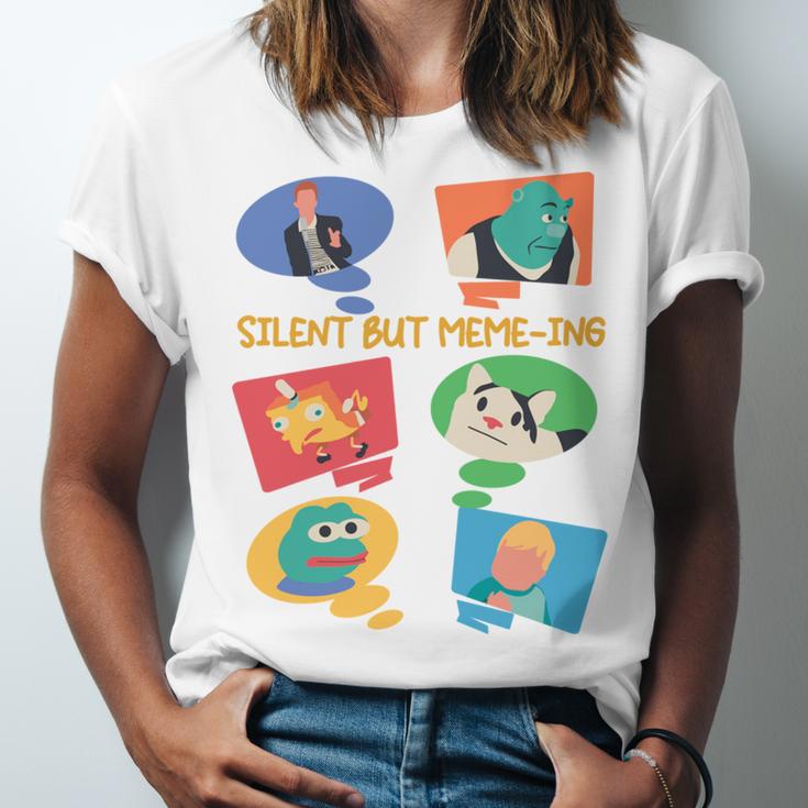Silent But Meme-Ing Introvert Anti People Antisocial Quiet Unisex Jersey T-Shirt
