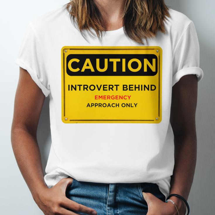 A Simple Yellow Warning Sign For Introvert Unisex Jersey T-Shirt A Simple Yellow Warning Sign For Introvert Unisex Jersey T-Shirt