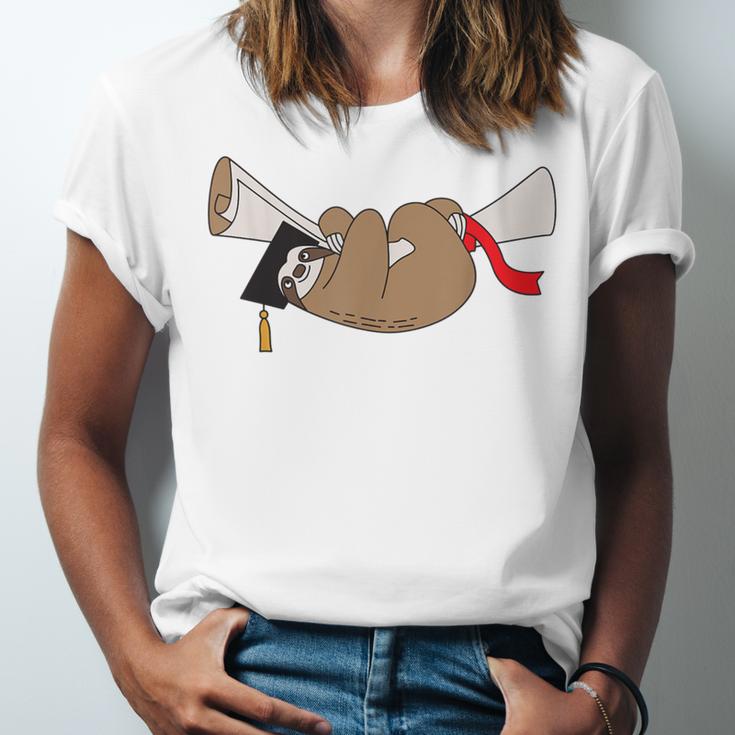 Sloth Graduation Shirt Cute Animal Diploma Grad Unisex Jersey T-Shirt