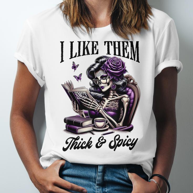 Smut Reader Spicy Book Romance I Like Them Thick & Spicy Unisex Jersey T-Shirt