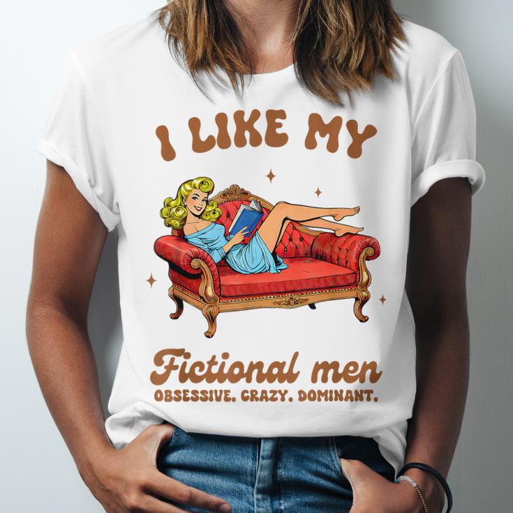 Smutty Book Lover I Like My Fictional Men Spicy Book Unisex Jersey T-Shirt Smutty Book Lover I Like My Fictional Men Spicy Book Unisex Jersey T-Shirt