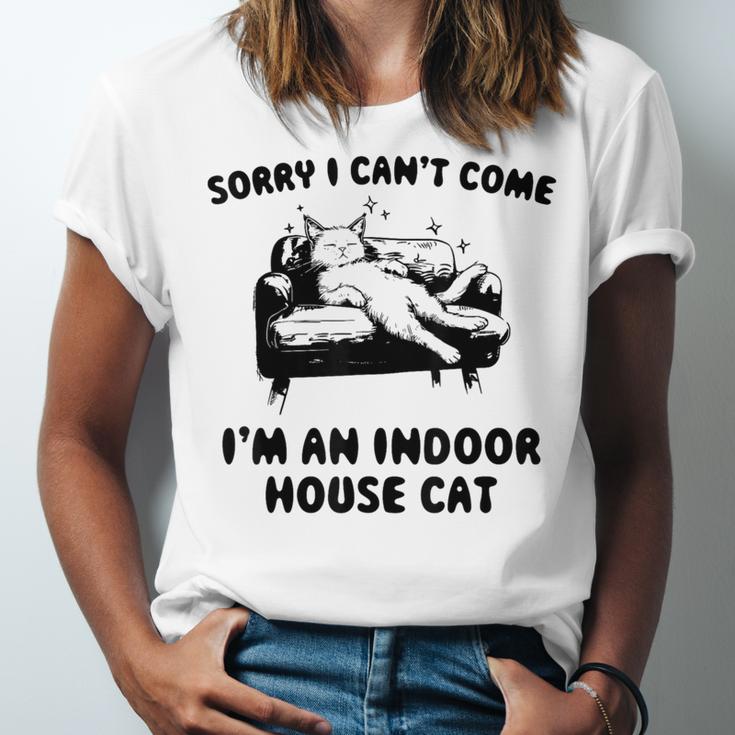 Sorry I Can't Go I'm An Indoor Cat Introvert Saying Unisex Jersey T-Shirt Sorry I Can't Go I'm An Indoor Cat Introvert Saying Unisex Jersey T-Shirt