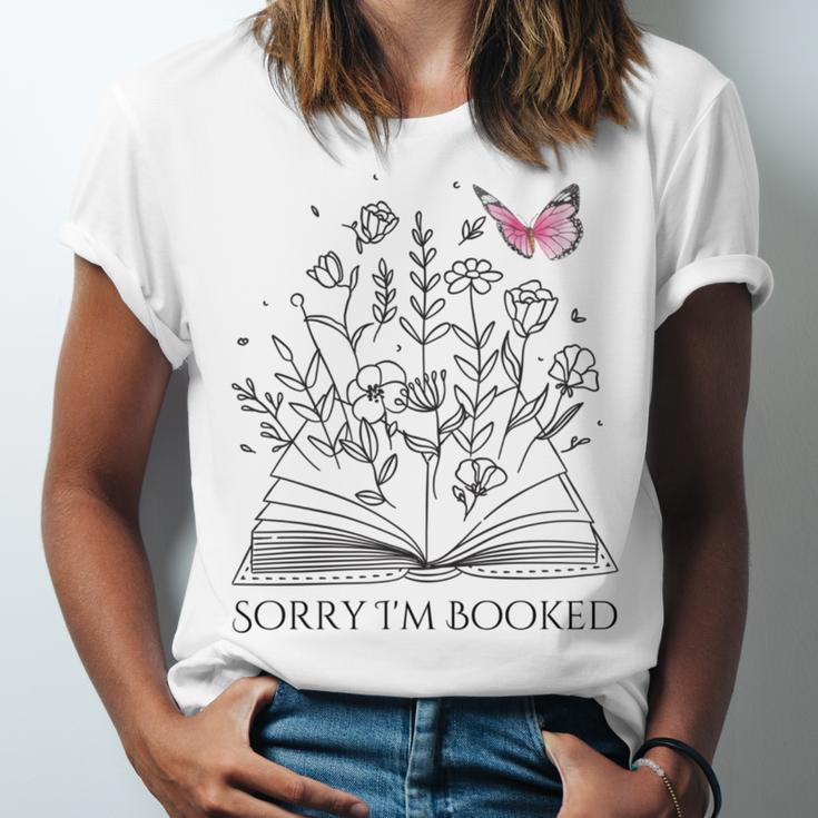 Sorry I'm Booked Book Lover Teachers Librarians Unisex Jersey T-Shirt