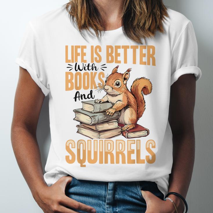 Squirrel Animal Life Is Better With Books And a Unisex Jersey T-Shirt
