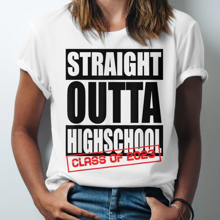 Straight Outta High School Class Of 2023 Graduation Unisex Jersey T-Shirt