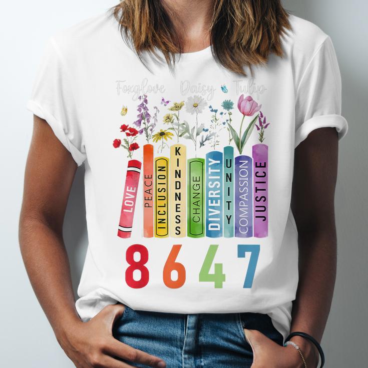 Subtle Floral Foxglove Daisy Tulip Book Lover Unisex Jersey T-Shirt Subtle Floral Foxglove Daisy Tulip Book Lover Unisex Jersey T-Shirt