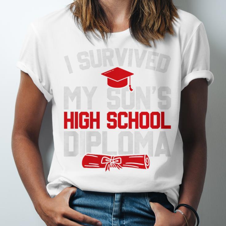 I Survived My Son's High School Diploma Graduation Premium Unisex Jersey T-Shirt