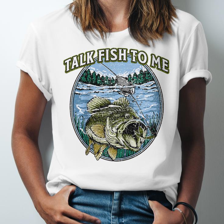 Talk Fish To Me Introvert Fishing Antisocial Fisherman Raglan Baseball Tee Unisex Jersey T-Shirt