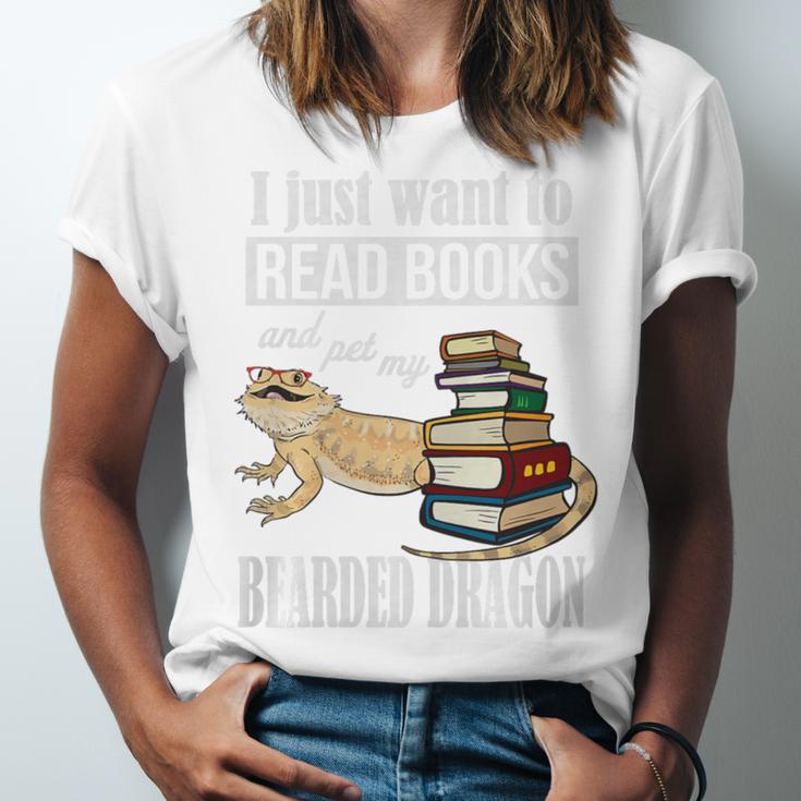 Tiny Dinosaur Read Books & Pet My Bearded Dragon Lover Premium Tri-Blend Unisex Jersey T-Shirt