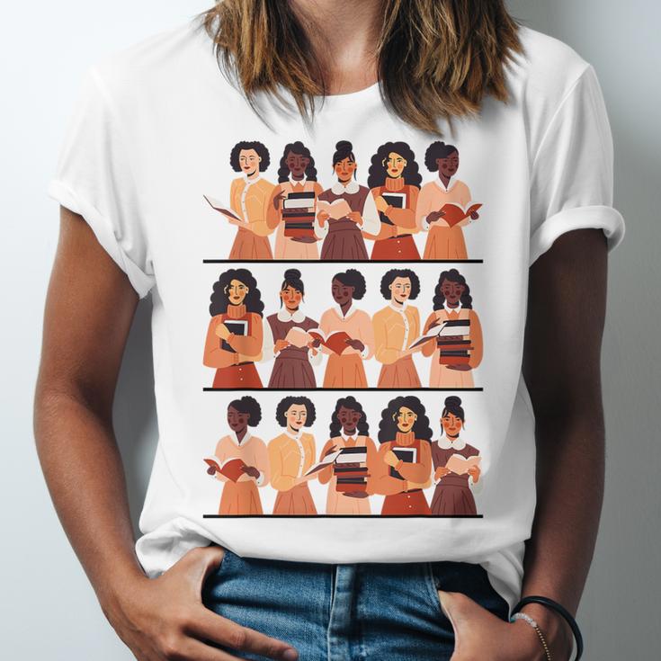 History Month Educated Black Women Girls Reading Books Unisex Jersey T-Shirt
