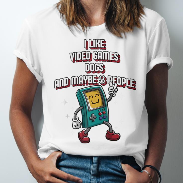 I Like Video Games Dogs And Maybe 3 People Gamer Introvert Raglan Baseball Tee Unisex Jersey T-Shirt I Like Video Games Dogs And Maybe 3 People Gamer Introvert Raglan Baseball Tee Unisex Jersey T-Shirt