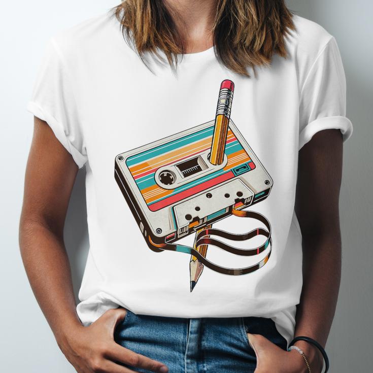 Vintage Cassette Tape And Pencil Nostalgia Party 70s 80s 90s Premium Unisex Jersey T-Shirt Vintage Cassette Tape And Pencil Nostalgia Party 70s 80s 90s Premium Unisex Jersey T-Shirt