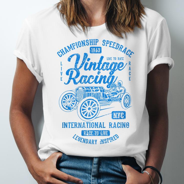 Vintage Racing Automotive Nostalgia Distressed Car Premium Tri-Blend Unisex Jersey T-Shirt