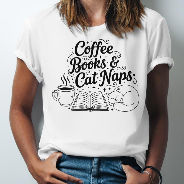 Vintage Retro Coffee Books & Cat Naps Unisex Jersey T-Shirt Vintage Retro Coffee Books & Cat Naps Unisex Jersey T-Shirt