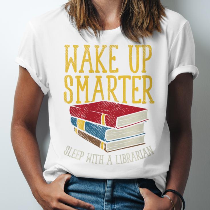 Wake Up Smarter Librarian Book Stack Premium Tri-Blend Unisex Jersey T-Shirt