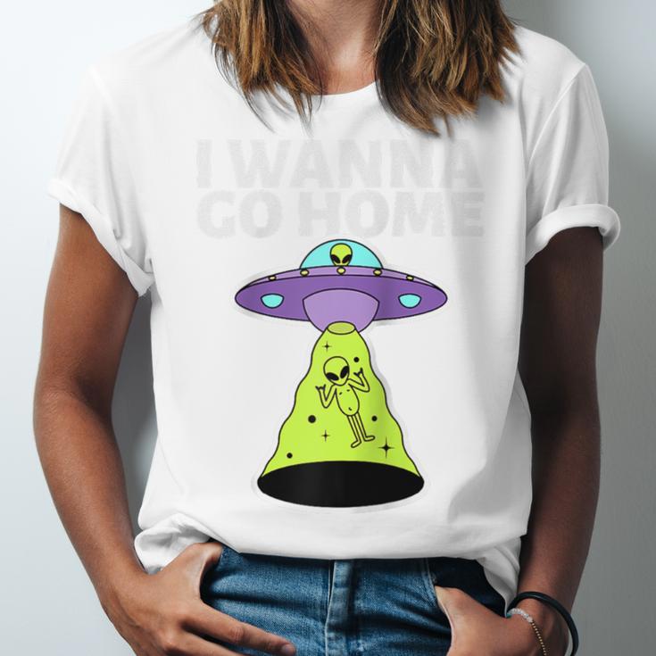 I Wanna Go Home Introvert UFO UAP Flying Saucer Trippy Alien Raglan Baseball Tee Unisex Jersey T-Shirt