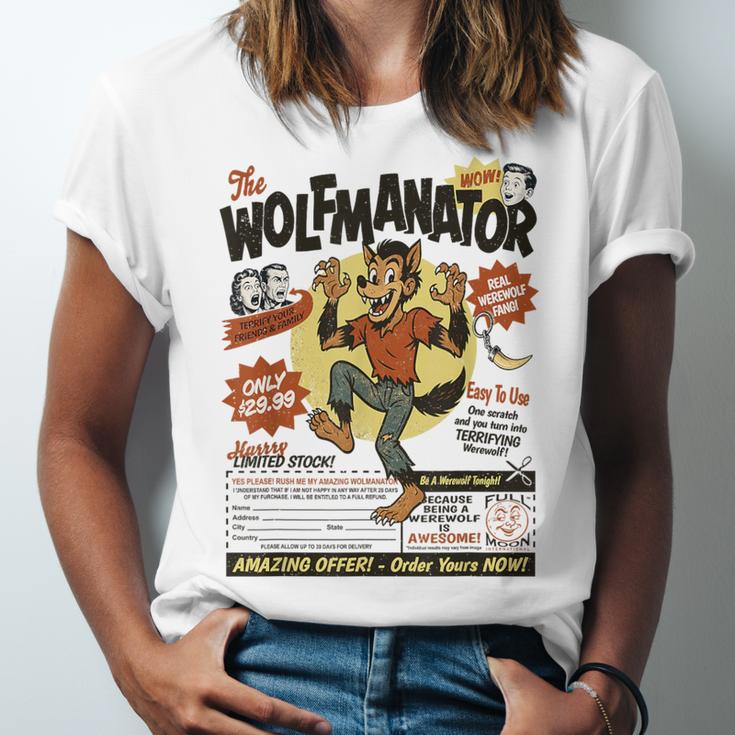 Werewolf Wolfmanator Nostalgia Vintage Halloween Unisex Jersey T-Shirt Werewolf Wolfmanator Nostalgia Vintage Halloween Unisex Jersey T-Shirt