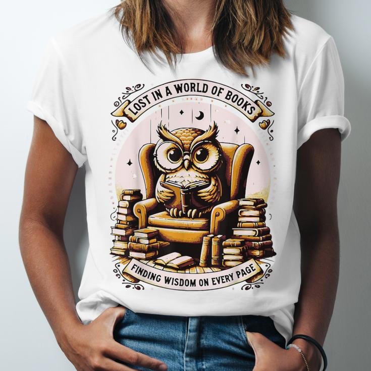Wise Owl Reading Books Unisex Jersey T-Shirt