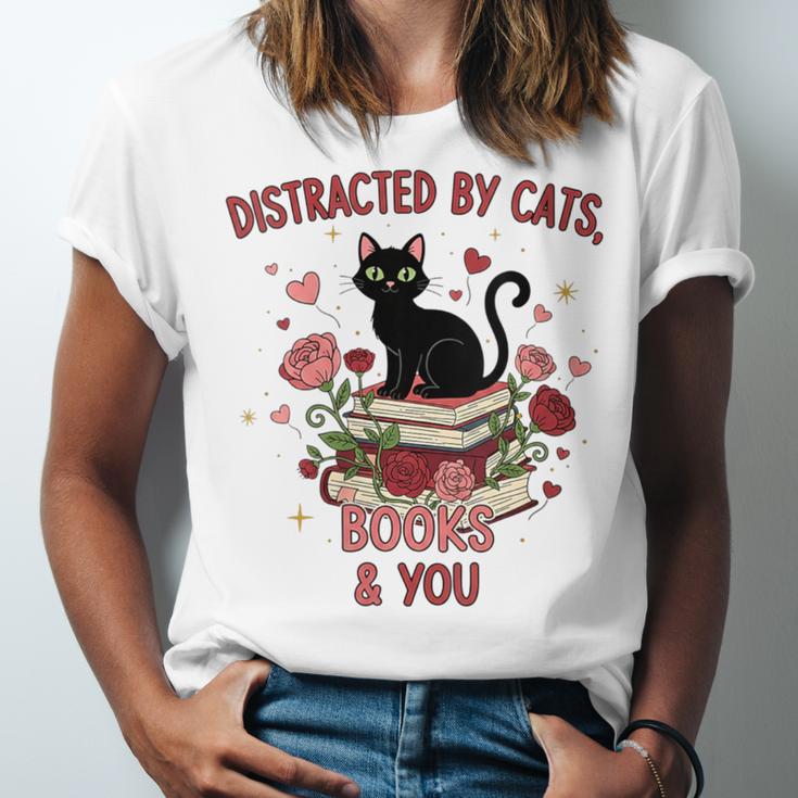 Women's Cat Books Romantic Floral Aesthetic Book Lover Cat Owner Unisex Jersey T-Shirt Women's Cat Books Romantic Floral Aesthetic Book Lover Cat Owner Unisex Jersey T-Shirt