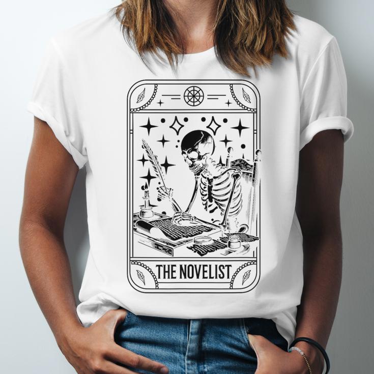 Writer Novelist Book Poetry Author Skeleton Tarot Card Unisex Jersey T-Shirt Writer Novelist Book Poetry Author Skeleton Tarot Card Unisex Jersey T-Shirt