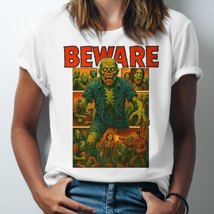 Zombie Tee Horror Movie Poster Vintage Comic Book Graphic Premium Unisex Jersey T-Shirt Zombie Tee Horror Movie Poster Vintage Comic Book Graphic Premium Unisex Jersey T-Shirt