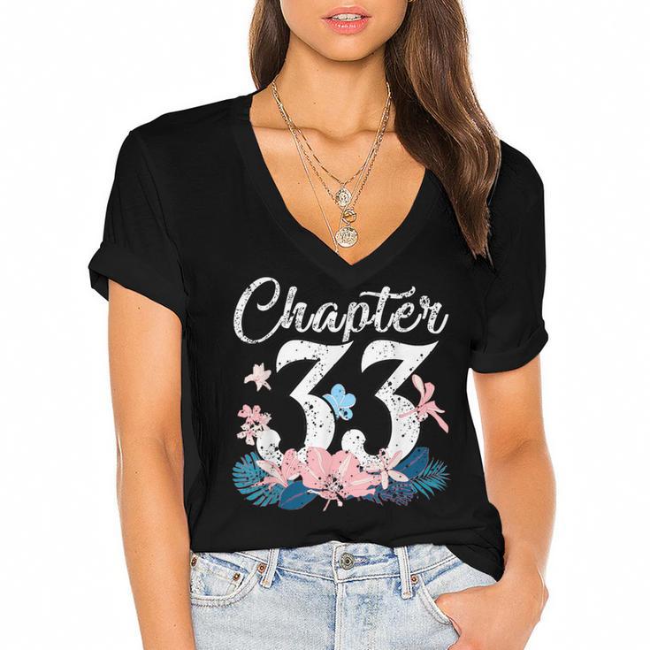 1988 Happy Birthday Chapter 33 Year Old Women Book Lover Women's Jersey Short Sleeve Deep V-Neck Tshirt				