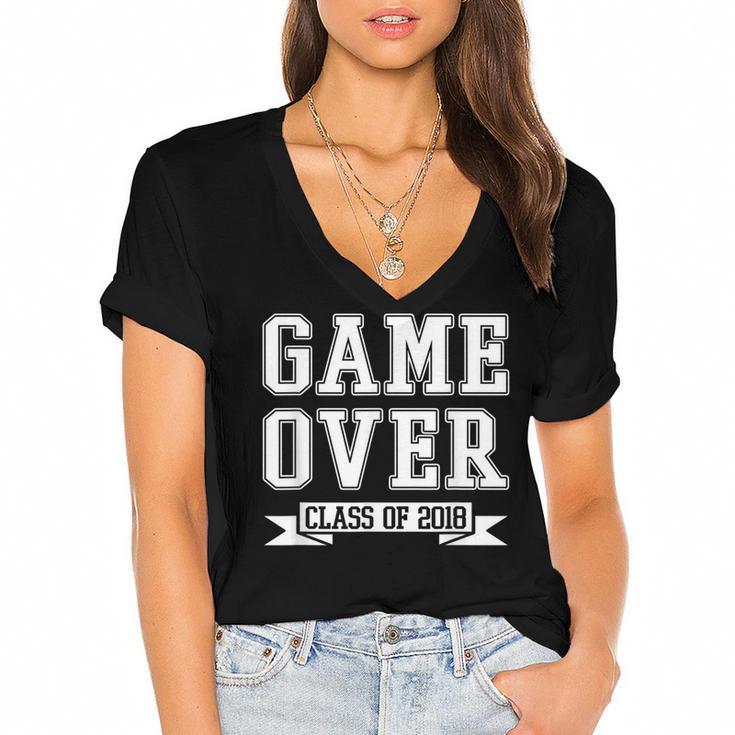2018 Game Over College High School Graduation Senior Shirt Women's Jersey Short Sleeve Deep V-Neck Tshirt				