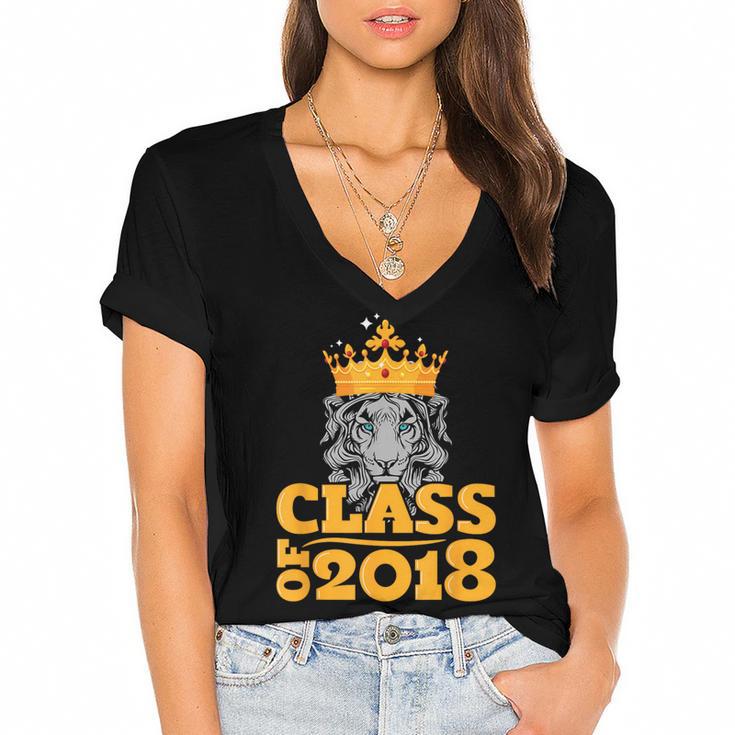 2018 Graduation Class Of 2018 King T Shirt Women's Jersey Short Sleeve Deep V-Neck Tshirt				