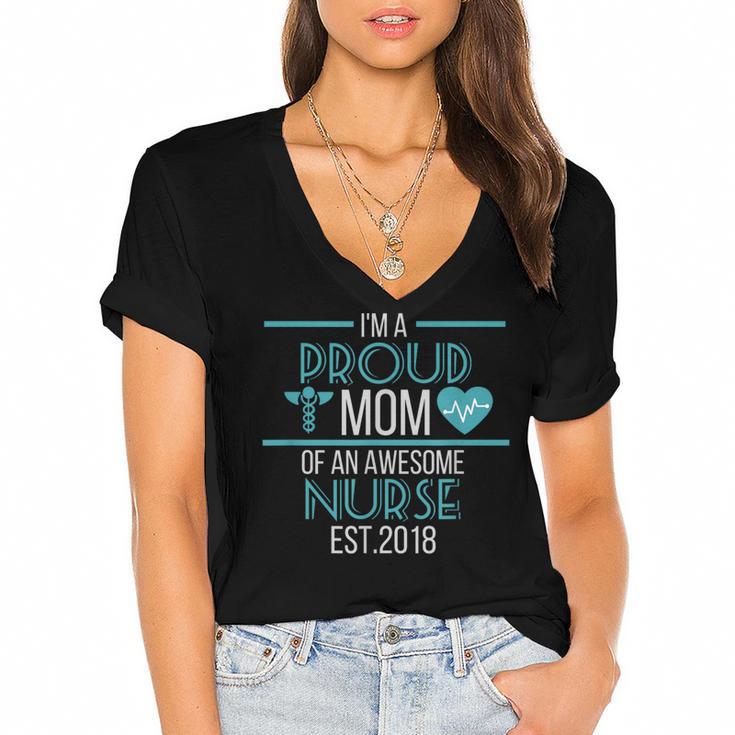 2018 Nursing Graduation Shirt For Nurse Student Mom Women's Jersey Short Sleeve Deep V-Neck Tshirt				