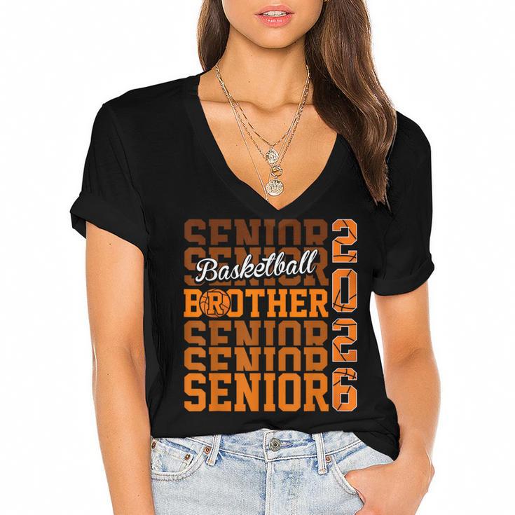 2026 Basketball Senior Brother Graduation Matching Family Women's Jersey Short Sleeve Deep V-Neck Tshirt				