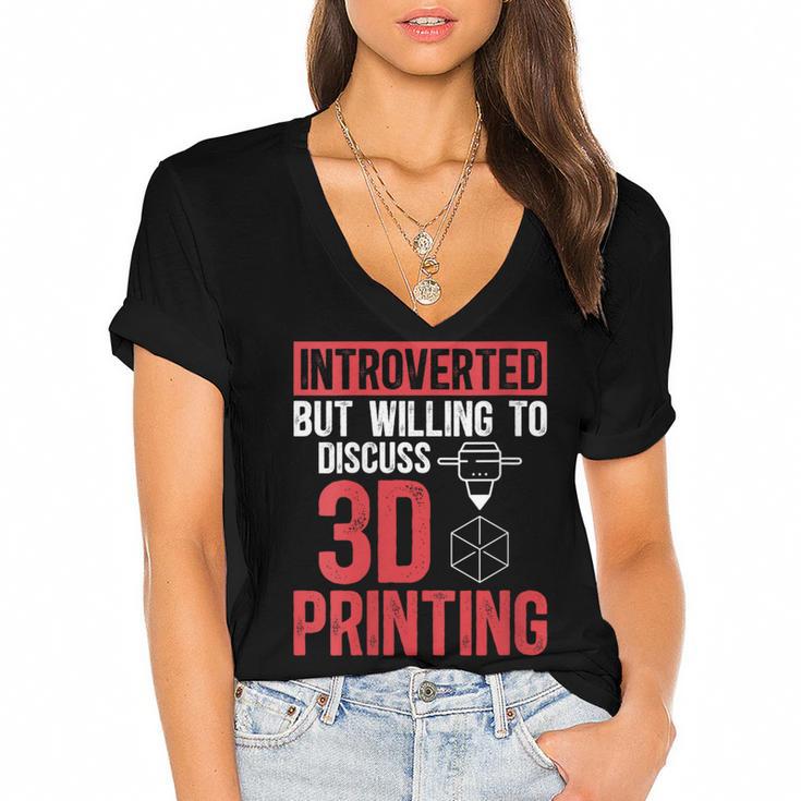 3D Printer Introvert 3D Printing Women's Jersey Short Sleeve Deep V-Neck Tshirt