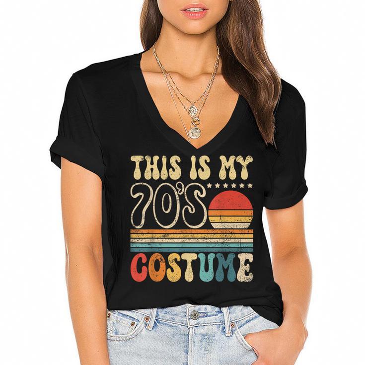 This Is My 70s Costume Vintage Nostalgia Mixtape 1970s Party Women's Jersey Short Sleeve Deep V-Neck Tshirt				