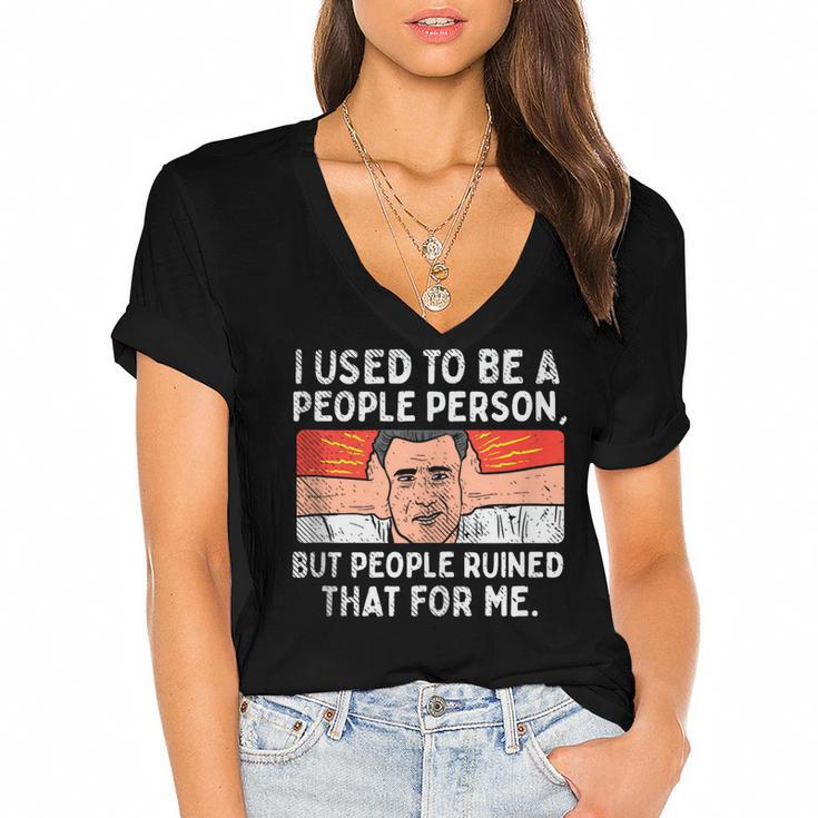 Antisocial Not A People Person Socially Selective Introvert Women's Jersey Short Sleeve Deep V-Neck Tshirt