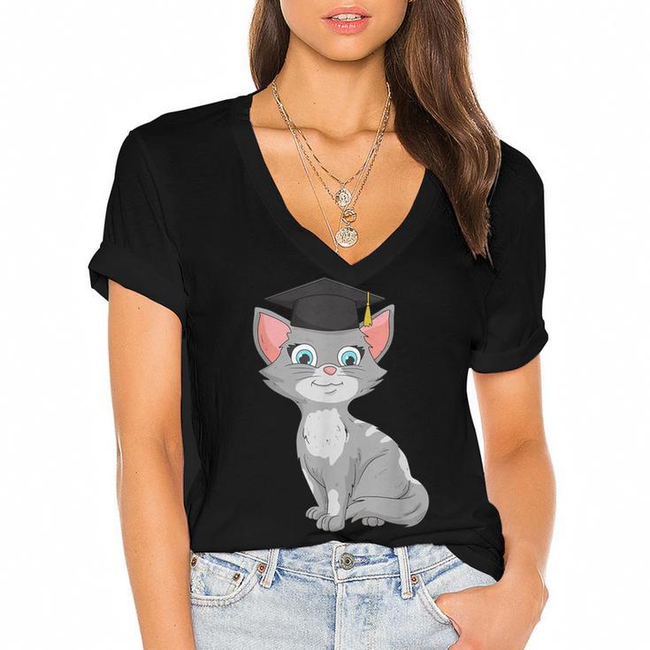 Bachelor Master Cats Graduation 2026 Graduate Women's Jersey Short Sleeve Deep V-Neck Tshirt				