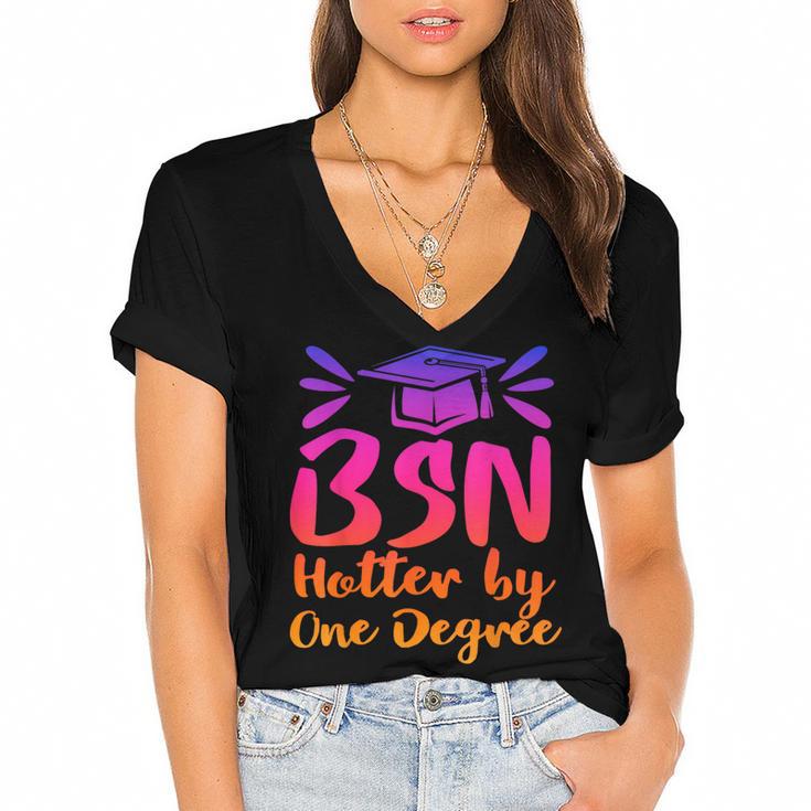 BSN Graduation Bachelors Science In Nursing 2023 Nurse Women's Jersey Short Sleeve Deep V-Neck Tshirt				