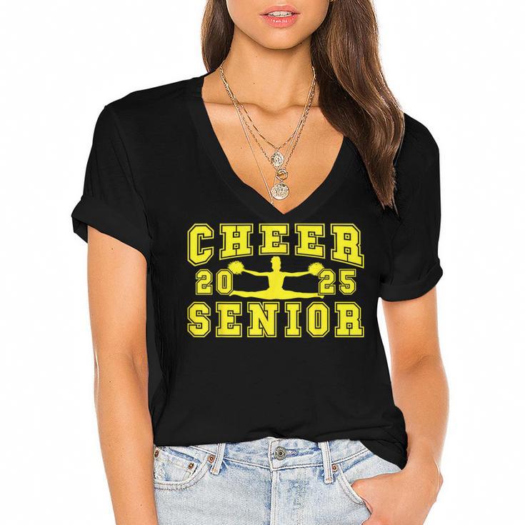 Cheerleading Senior Night Cheer Senior 2025 Graduation 10 Women's Jersey Short Sleeve Deep V-Neck Tshirt				