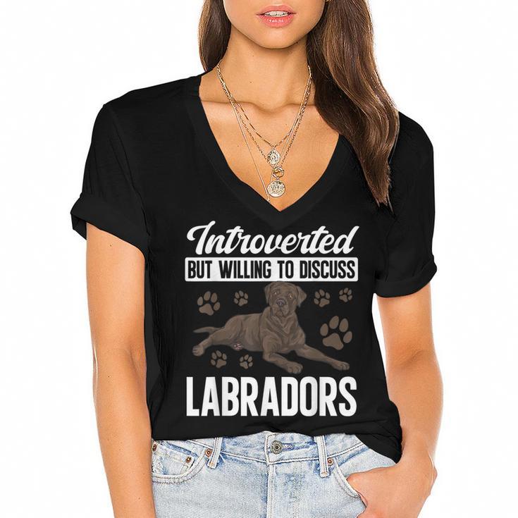 Chocolate Lab Dog Introvert Chocolate Labrador Retriever Women's Jersey Short Sleeve Deep V-Neck Tshirt