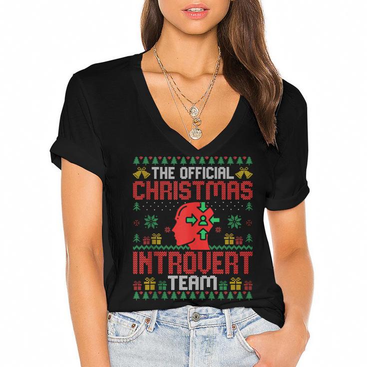 Christmas Introvert Team Introvert Introverted Xmas Women's Jersey Short Sleeve Deep V-Neck Tshirt