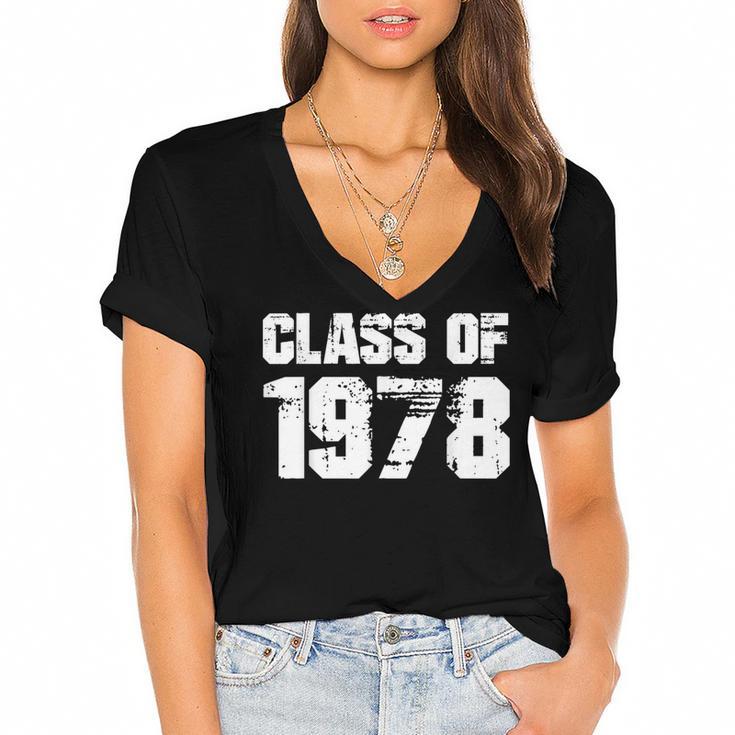 Class Of 1978 High School College Graduation Reunion Women's Jersey Short Sleeve Deep V-Neck Tshirt				