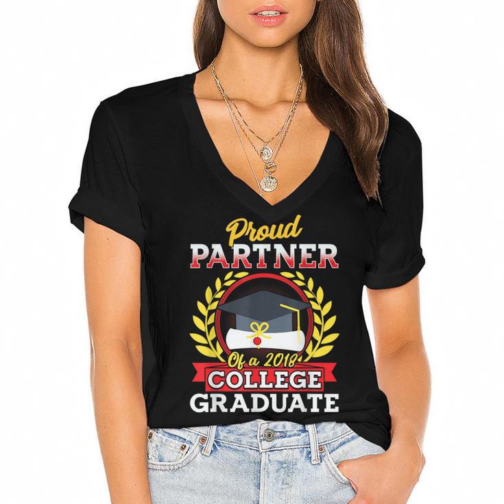 Class Of 2018 Graduation Tshirt For Partner Of Graduate Women's Jersey Short Sleeve Deep V-Neck Tshirt				