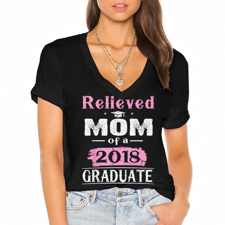 Class Of 2018 Graduation Shirt Mom Of Graduate Women's Jersey Short Sleeve Deep V-Neck Tshirt				