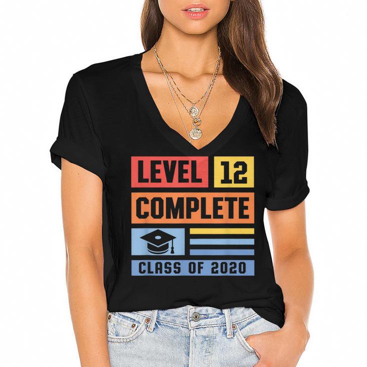 Class Of 2019 Senior High School Graduation Level 12th Grade Women's Jersey Short Sleeve Deep V-Neck Tshirt				